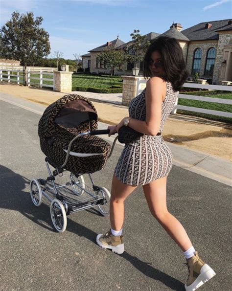 fendi dress kylie jenner|Kylie Jenner Wears All Fendi to Walk Her Baby .